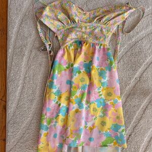 emily backless printed colorful.tie.dress